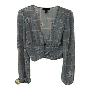 Forever 21 blouse, long sleeves with elastic bottoms, v-neck, elastic waist, SzS